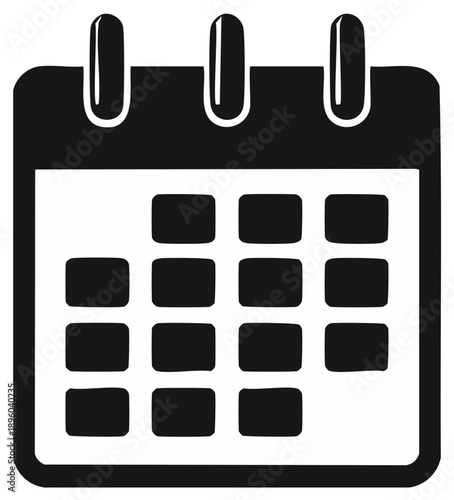 Simple Black and White Calendar Icon for Planning and Scheduling Events