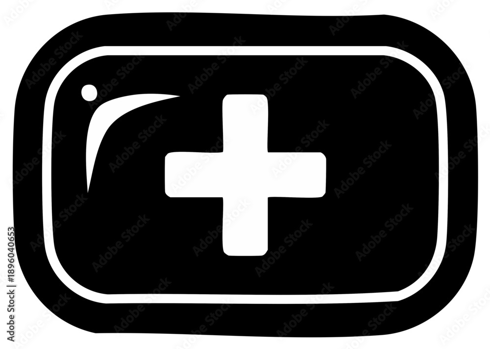 Obraz premium Abstract Icon with a White Cross Symbol