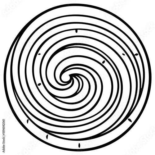 Abstract Swirling Spiral Design with Subtle Dots in Outline Style