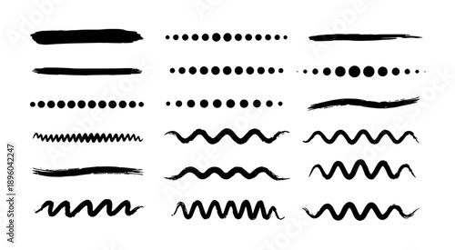 Black ink dashed lines and stipple dot textures