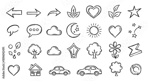 Communication and social media hand drawn doodle icons