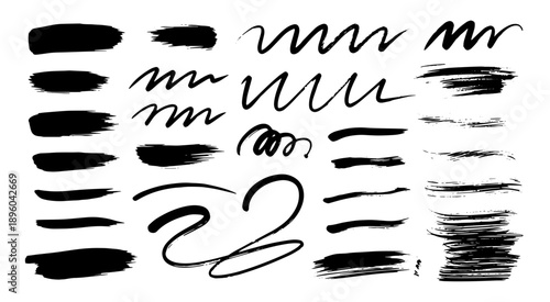 Hand drawn black ink marker strokes and thick lines