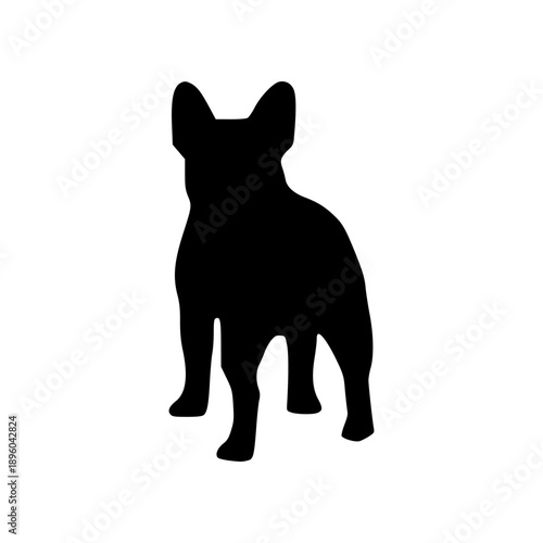 Illustration of french bulldog silhouette standing facing away
