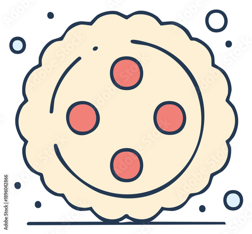 Pastel Cookie with Red Fillings Cartoon Style, Food, Confectionery, Sweets Vector Icon