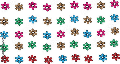 set of colorful floral patterns