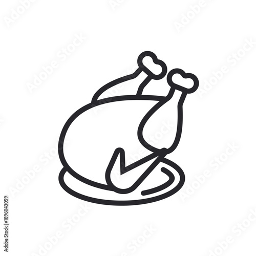 chicken icons outline and Flat Style,transparent background