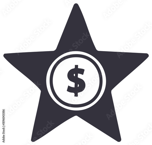 Dark gray star icon with a dollar sign symbolizing premium financial reward and valuable investment.