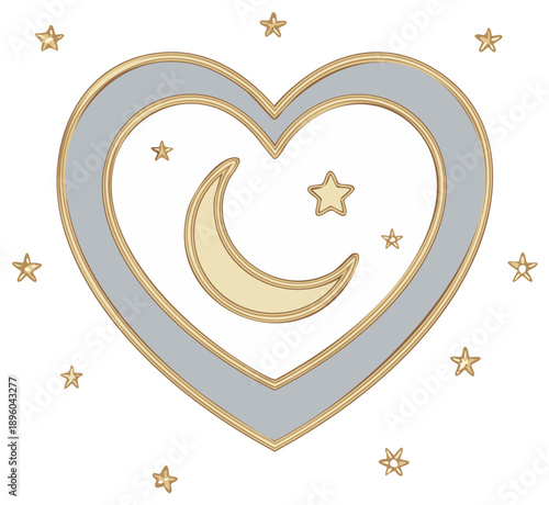 Decorative Heart Shape with Crescent Moon and Stars for Baby Room Decor