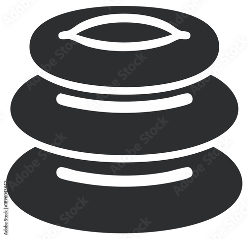 Stacked hot stones glyph icon for spa, wellness, and relaxation concepts of balance and harmony