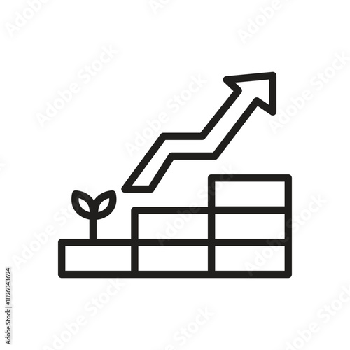 Growth Mindset Line Icon – Career and Skill Improvement
