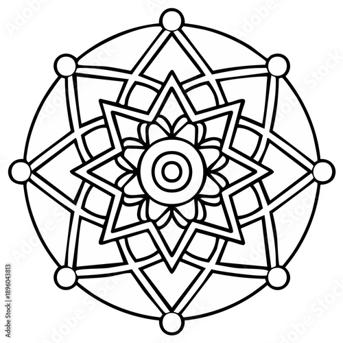 Intricate Circular Geometric Pattern with Star Motif