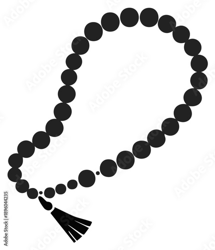 Silhouette Prayer Beads String with Tassel for Meditation or Religious Use, Icon Art