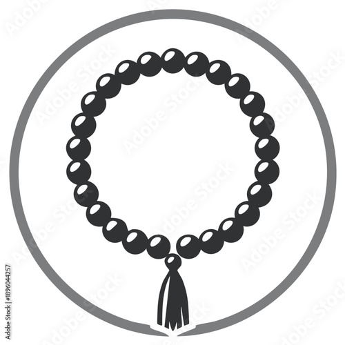 Islamic prayer beads rosary tasbih digital icon symbol illustration
