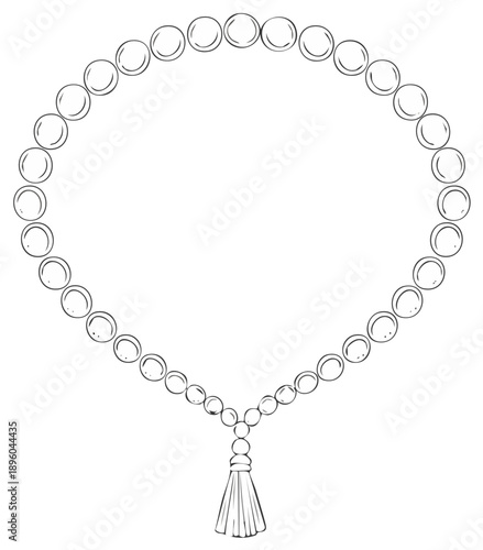 Beaded Rosary with Tassel Hand Drawn Style Beads Prayers Spirituality