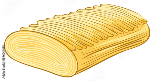 Illustration of a pastry roll, showing layers of dough and texture.