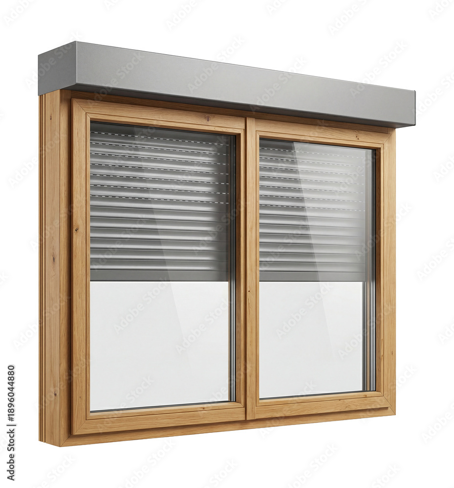 Fototapeta premium Perforated metal outdoor blinds providing shade and ventilation.