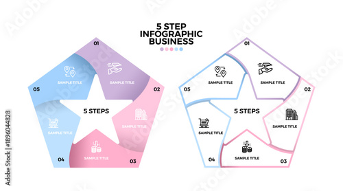 venn diagram chart infographic stars template with 5 options for presentations business. shape circle star infographic. Vector illustration Eps