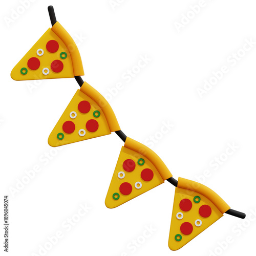 3D Pizza Slice Garland Icon