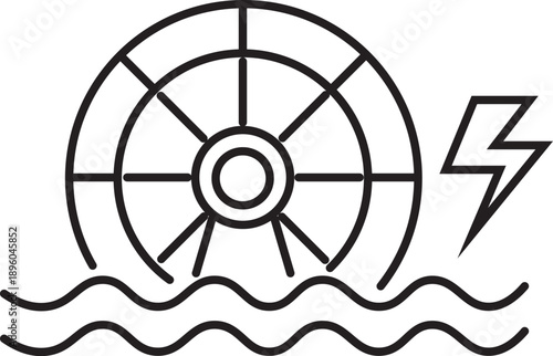 Water turbine icon for renewable hydro energy concept.