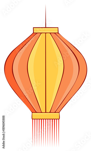Traditional Chinese Paper Lantern with Orange and Yellow Tones