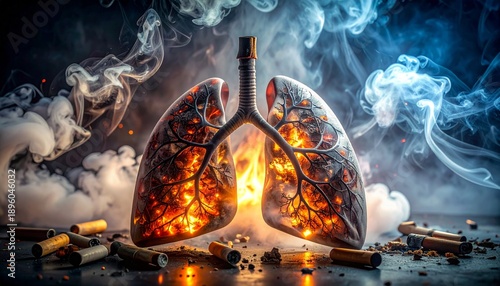 Harmful Effects of Smoking on Lungs A Fiery Illustration of Damage and Decay