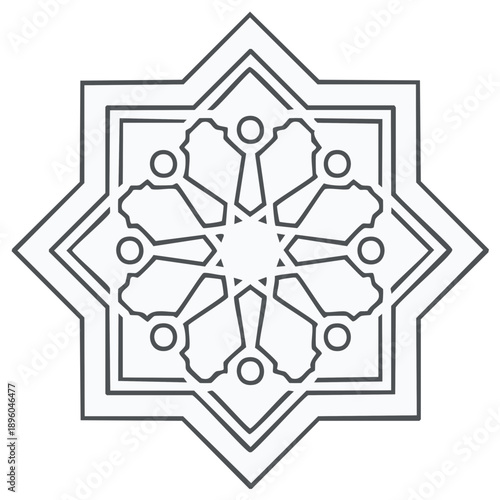 Geometric Eight Pointed Star Design in Minimalist Style