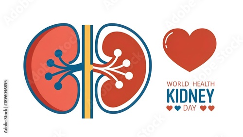 Flat Design Kidney Illustration With Heart Icon W