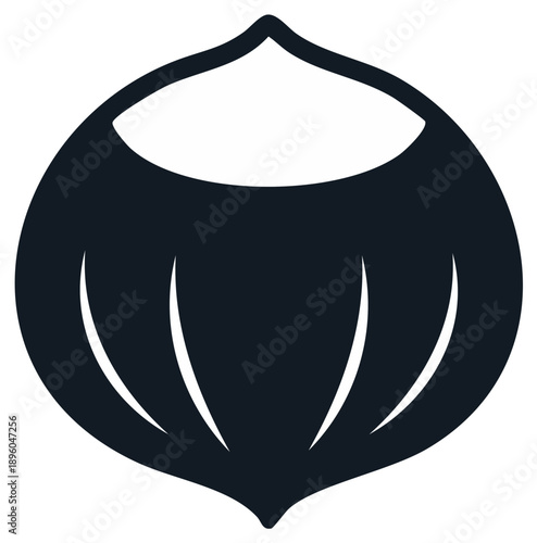 Minimalist dark hazelnut or acorn icon. Simple vector silhouette graphic illustration for nature and food concepts.