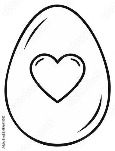 Minimalist outline drawing of an Easter egg featuring a romantic heart symbol for love