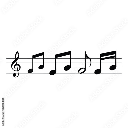 A musical staff with various notes and rests in a sequence