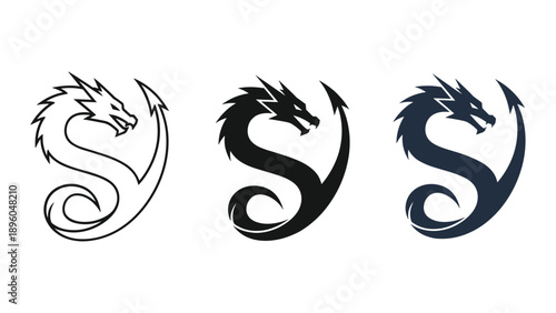Dragon logo design with different color variations