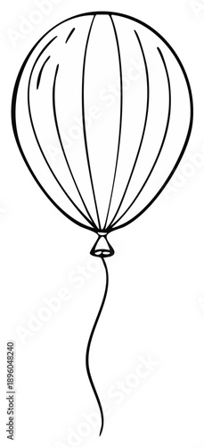 Simple outline of a balloon with a long string attached, perfect for celebrations and design elements.