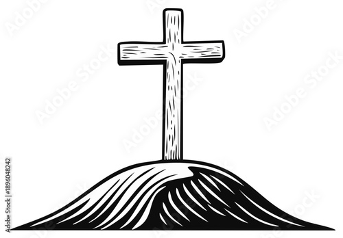 Cross on a Hilltop - Christian Symbol, Symbolic Representation of Faith