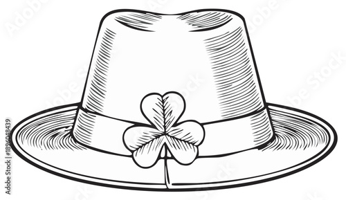 Dapper fedora hat adorned with a classic shamrock for Irish celebrations and lucky occasions