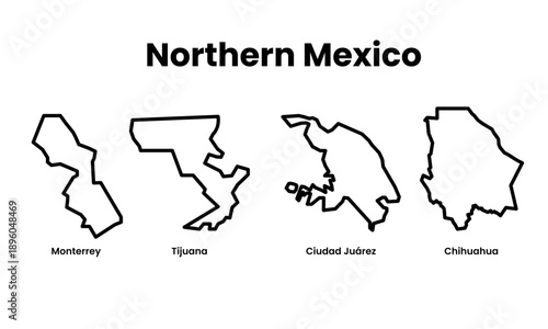 Vector Map of Northern Mexico Minimal Outline Illustration