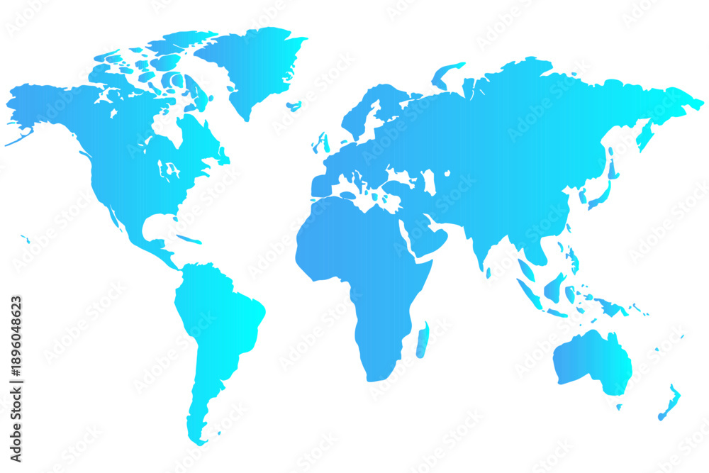 Obraz premium blue world map, Grey World Map Detailed Vector Illustration