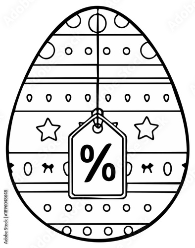 Easter egg with sale tag, decorative design.