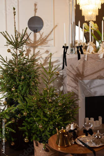 Christmas decor in a studio with lights