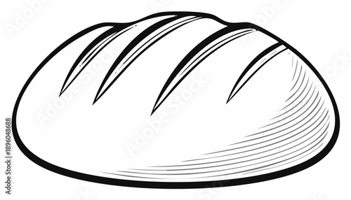 Artistic Loaf of Bread with Scoring Marks A Wholesome Bakery Staple Illustration