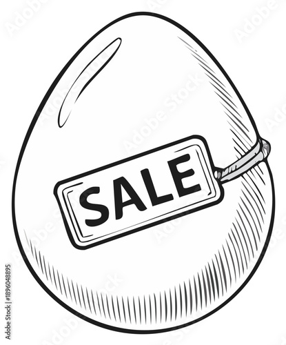 Egg shape with sale tag conceptual illustration for commerce and discounts