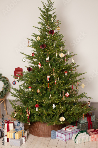 Christmas decor in a studio with lights