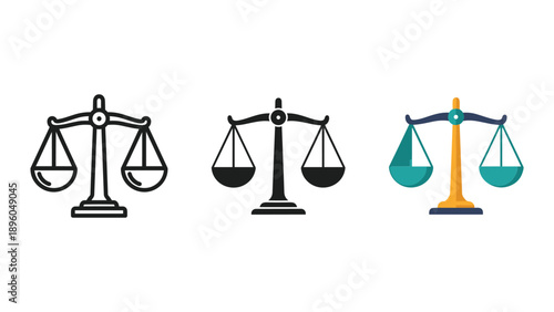 Set of balance scales icon in different style