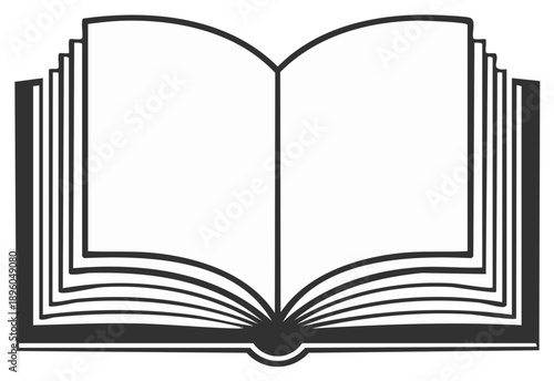 Open book outline with blank pages for knowledge and learning concept.