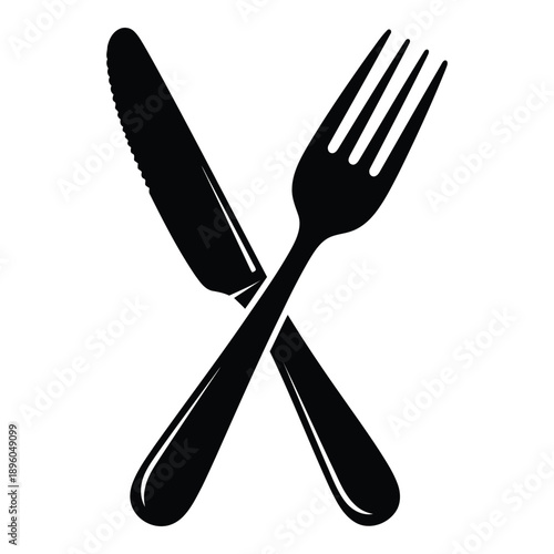 Black silhouette of a crossed fork and knife