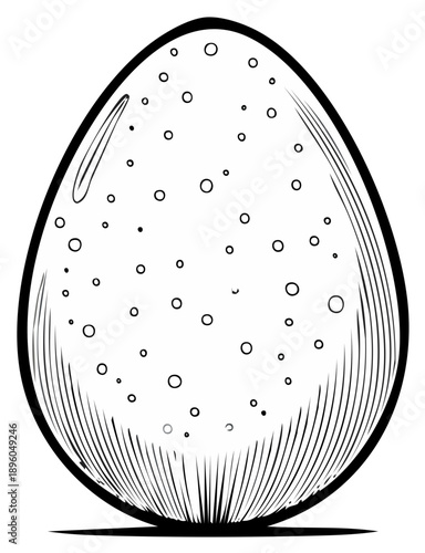 Simple Outline of an Egg with Speckles and Hatching Details