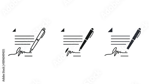 Signature icons with pen on document