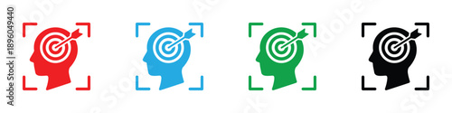 focus target head icon set human mind goal arrow aim concept business strategy