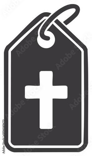 Christian Cross Symbol on a Product Tag, Religion, Price Label, Faith