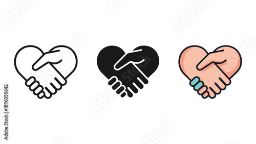 Handshake heart symbolizing partnership and love