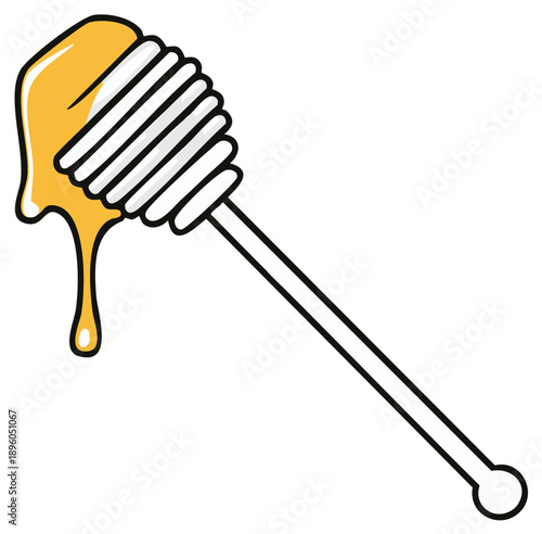 Honey Dipper with Dripping Honey Icon for Food and Beekeeping Sweet Natural Food Ingredient
